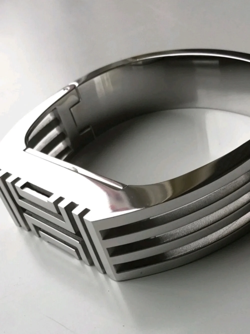 Tory Burch Silver Tone Fitbit Hinged Bracelet